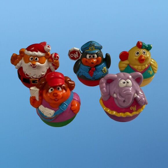 Set of Weeble Wabbles Figures & Cars Santa Elephant Penguin Puppy Chick Scooter - Picture 9 of 11